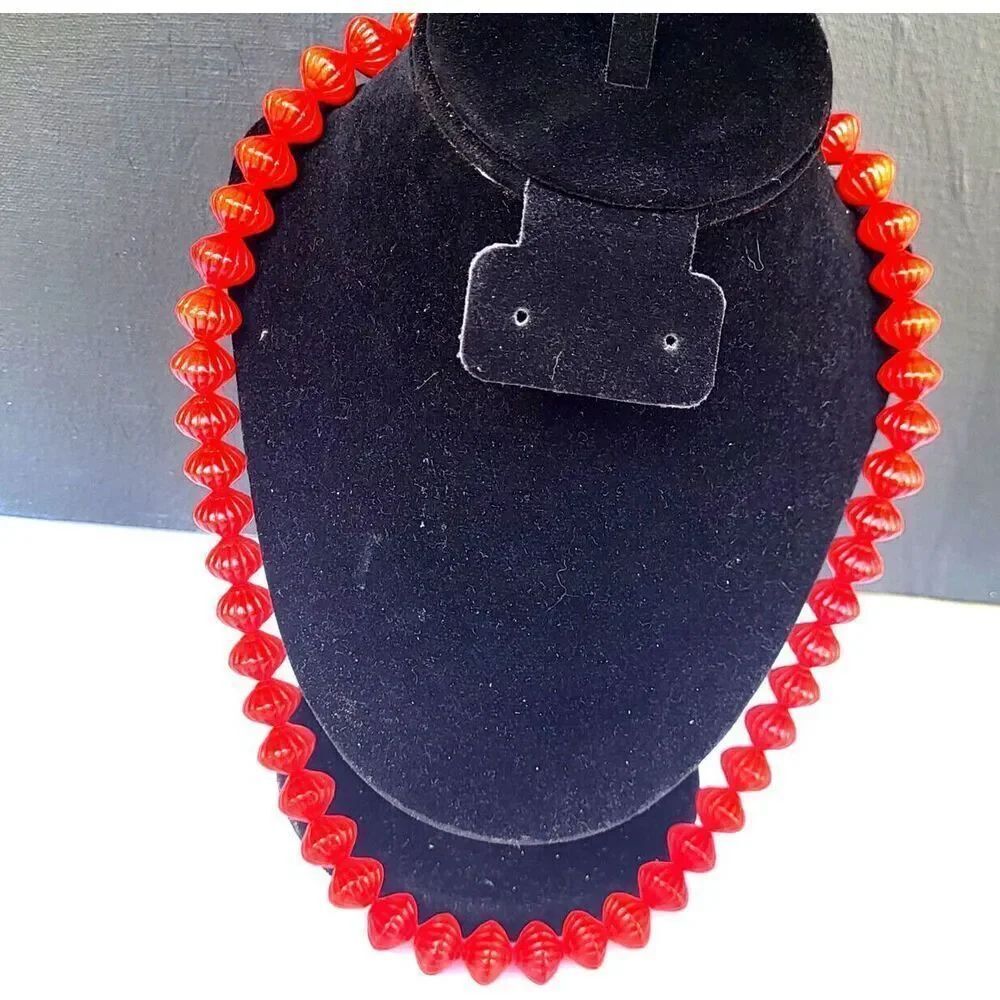 Vintage 60s Chunky Ceramic Bohemian Beaded Necklace - 26"